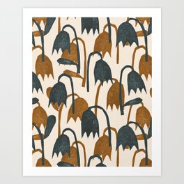 Linocut Tulip Pattern #1 Art Print