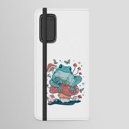 Frog Lounging on a Mushroom Cottage core Android Wallet Case