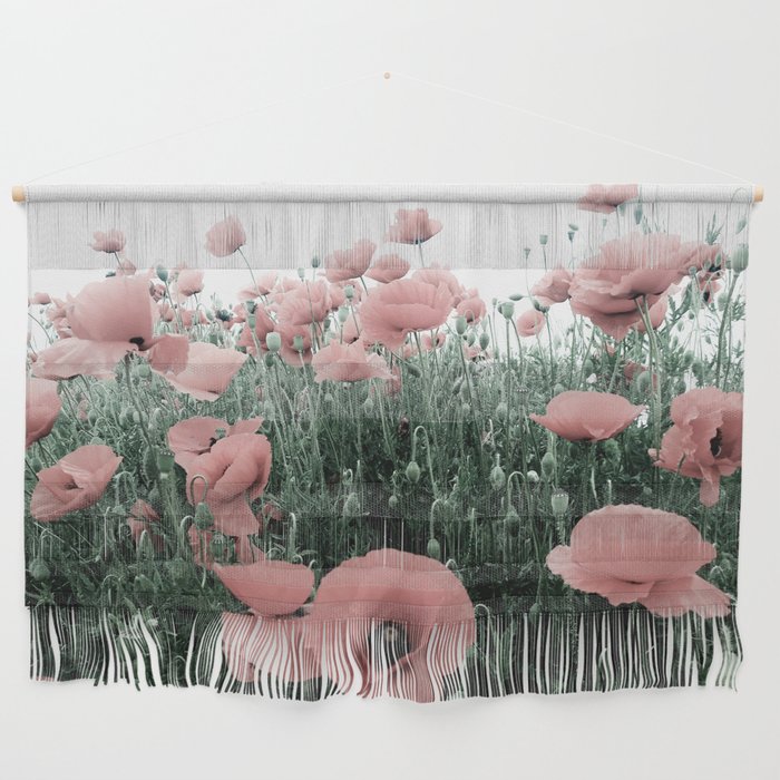 Pastel pink blooming poppy field  Wall Hanging