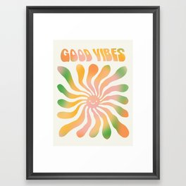 Good Vibes \\ Cute Sunshine  Framed Art Print | Good Vibes, Sun, Gradient, Trippy, Maximalism, Smiley, Groovy, Drawing, Colorful, Sun Rays 