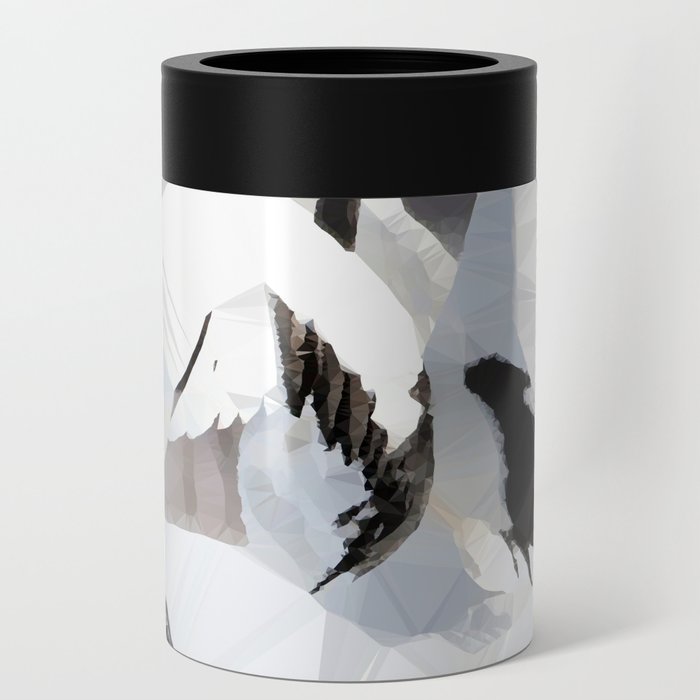 Japanese Red Crowned Cranes Dance Low Poly Geometric  Can Cooler