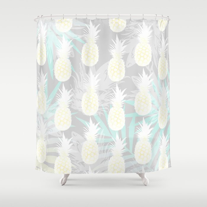 Elegant Pineapple Tropical Beach Pattern Shower Curtain By