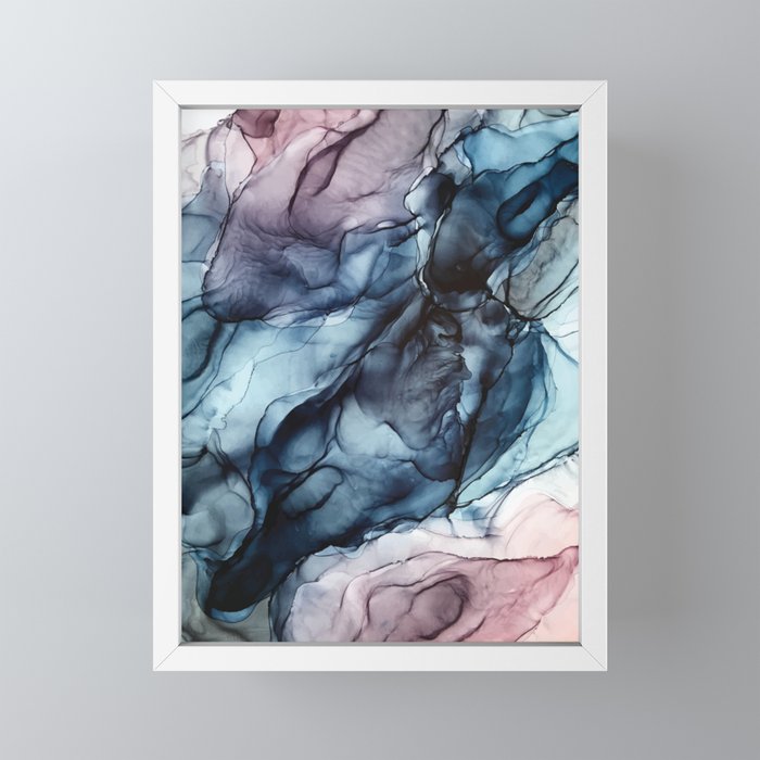 Blush And Darkness Abstract Paintings Framed Mini Art Print By