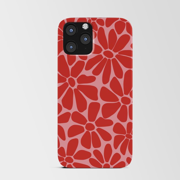 Pink and Red - Retro Floral Art Print iPhone Card Case