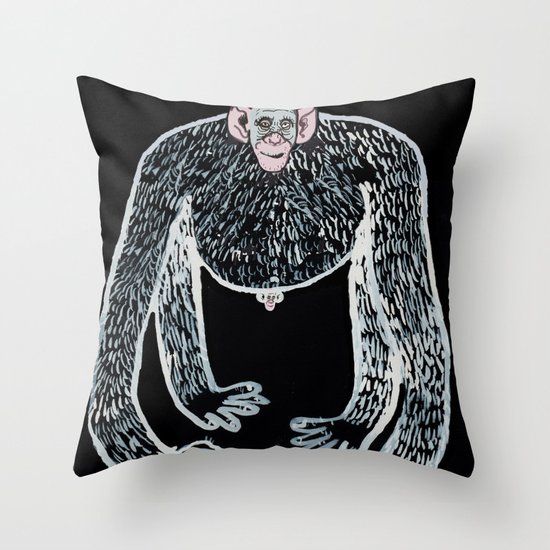 ape and his little friend Throw Pillow