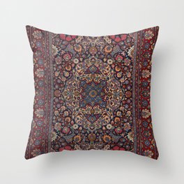Unusual Persia Rug 19th Century Authentic Colorful Blue Red Daisy Vintage Patterns Throw Pillow
