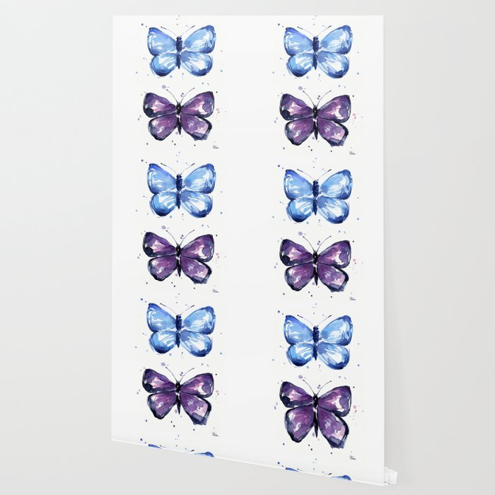 Butterflies Watercolor Blue And Purple Butterfly Wallpaper By Olechka Society6