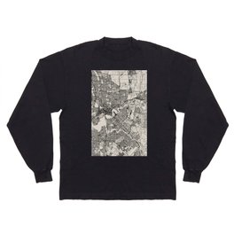 Perth - Australia - Black and White City Map Long Sleeve T-shirt