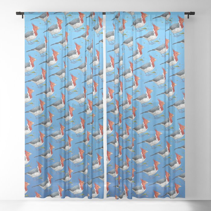Yes Bird blue Sheer Curtain