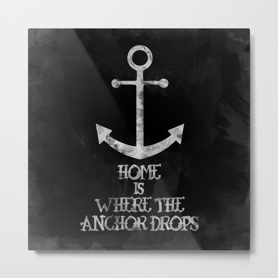 Where The Anchor Drops (Black) Metal Print