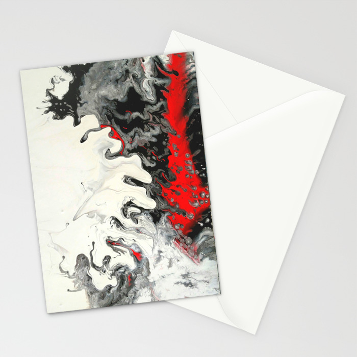 Black Red White Fluid Marble Painting Abstract Art Stationery