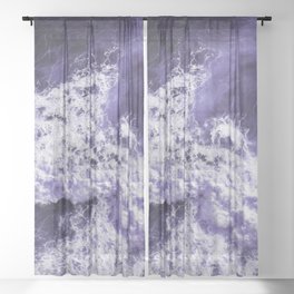 Purple Ocean Waves Sheer Curtain