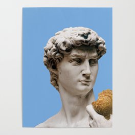 Statue of David by Michelangelo with KFC Fried Chicken Poster