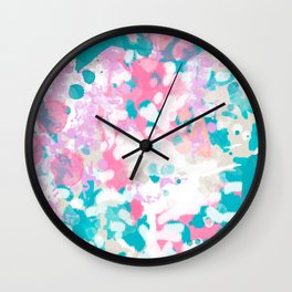 Rhea - abstract minimal painting pink and blue gender neutral nursery Wall Clock