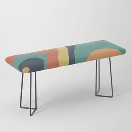 Trippy Psychedelic Abstract in Charcoal, Teal, Orange and Yellow Bench