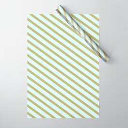 [ Thumbnail: Dark Khaki & Light Cyan Colored Lines/Stripes Pattern Wrapping Paper ]