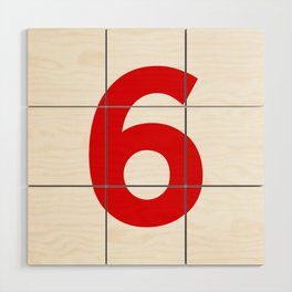 Number 6 (Red & White) Wood Wall Art