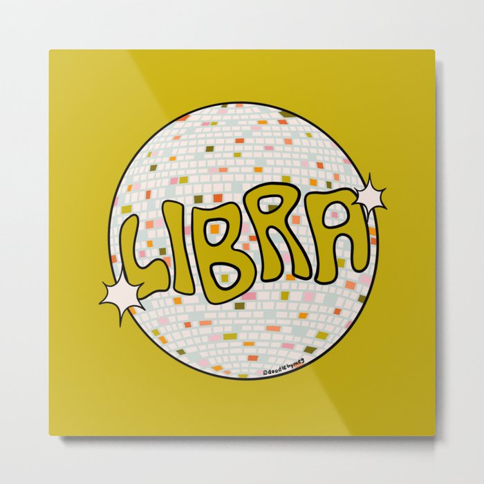 Libra Disco Ball Metal Print