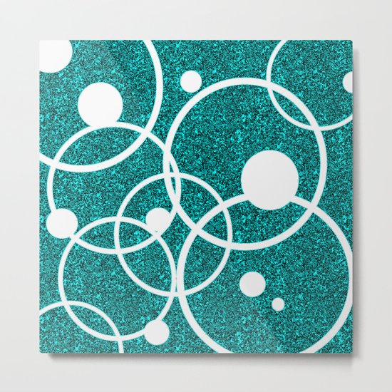 Circles on Black and Blue Metal Print