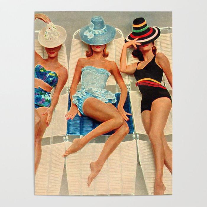Retro Sunbathers Poster