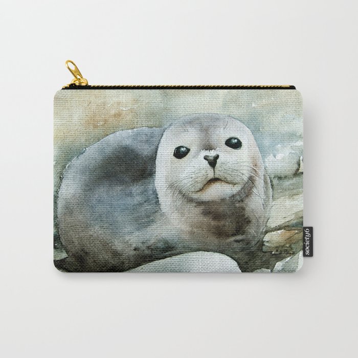 Curious seal on the pebbles Carry-All Pouch