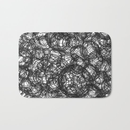 Black Ink on White Bath Mat