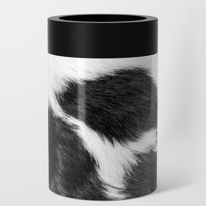 Black and White Cowhide Animal Print Can Cooler