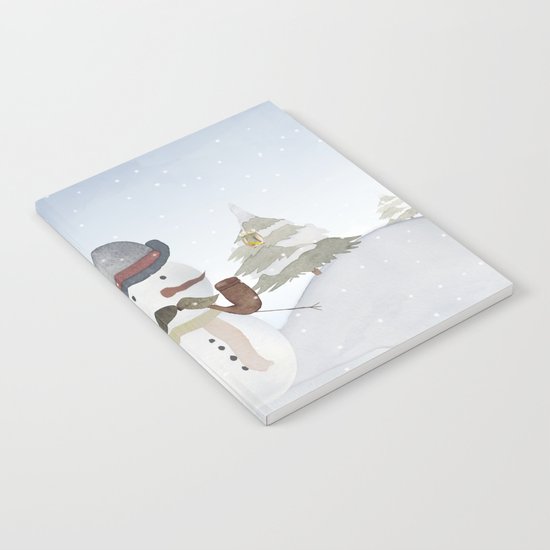 Winter Wonderland- Funny Snowman and friends - Watercolor illustration III Notebook