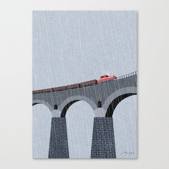 Bridge in the rain Canvas Print