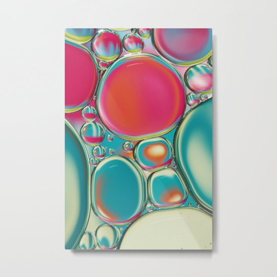 Retro Coloured Oil & Water Drops Metal Print