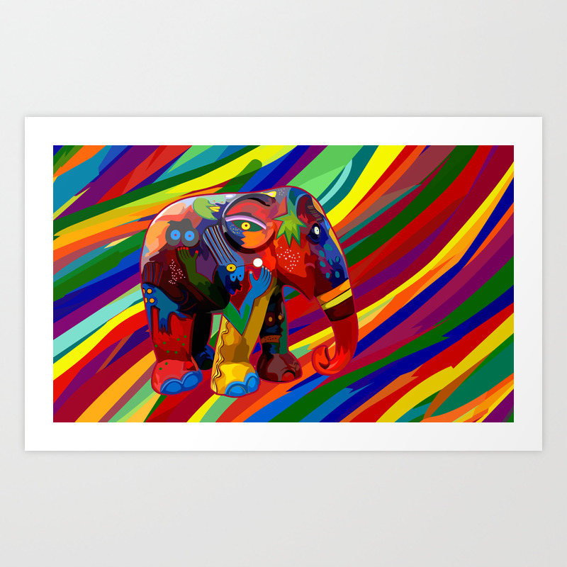 Full Color Abstract Elephant Art Print By Digitalizedteam Society6