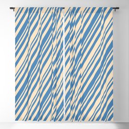 [ Thumbnail: Bisque & Blue Colored Stripes/Lines Pattern Blackout Curtain ]