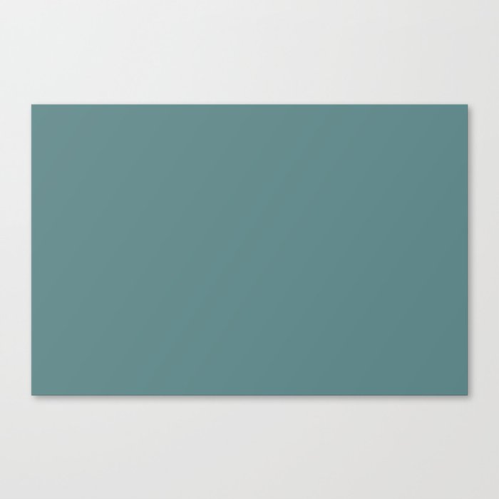 Dark Aqua Blue-Green Solid Color Hue Shade - Patternless Canvas Print