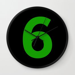 Number 6 (Green & Black) Wall Clock