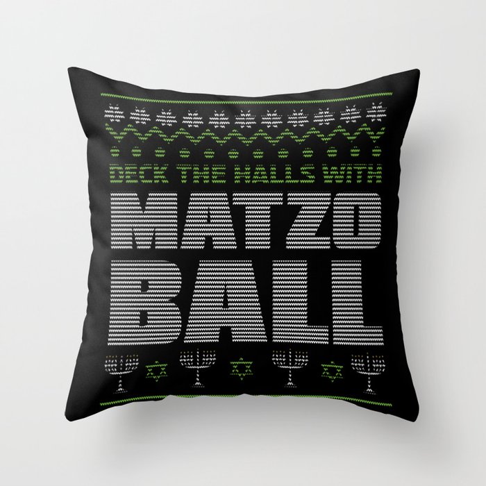Menorah Deck Matzo Balls Ugly X-Mas Hanukkah 2021 Throw Pillow