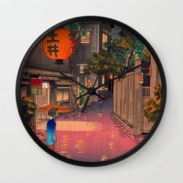 Tsuchiya Koitsu - Evening at Ushigome - Japanese Vintage Woodblock Painting Wall Clock | Ukiyoe, Hasui, Rain, Katsushika, Retro, Lake, Utagawa, Painting, Woodblock, Japan 
