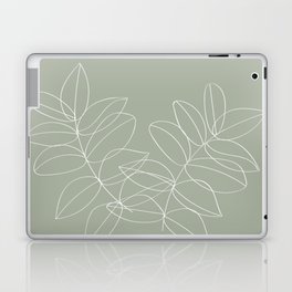 Boho Sage Green, Decor, Line Art, Botanical Leaves Laptop Skin