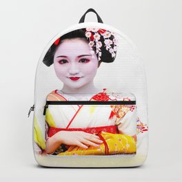 Geisha Maiko in yellow kimono Backpack