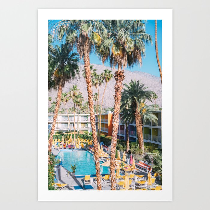 Palm Springs Hotel Photo - Saguaro Colorful Architecture - California Palm Trees Art Print
