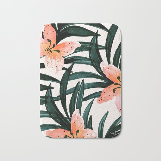 Tiger Lily Tropical Bath Mat