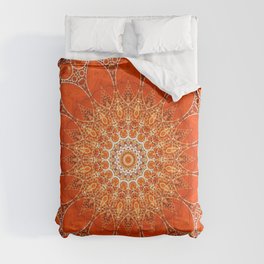 Detailed Orange Boho Mandala Comforter