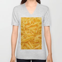 grated cheddar cheese top view V Neck T Shirt
