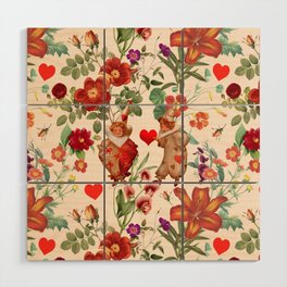 Valentine's Day in the Blooming Garden - Pale Apricot Wood Wall Art
