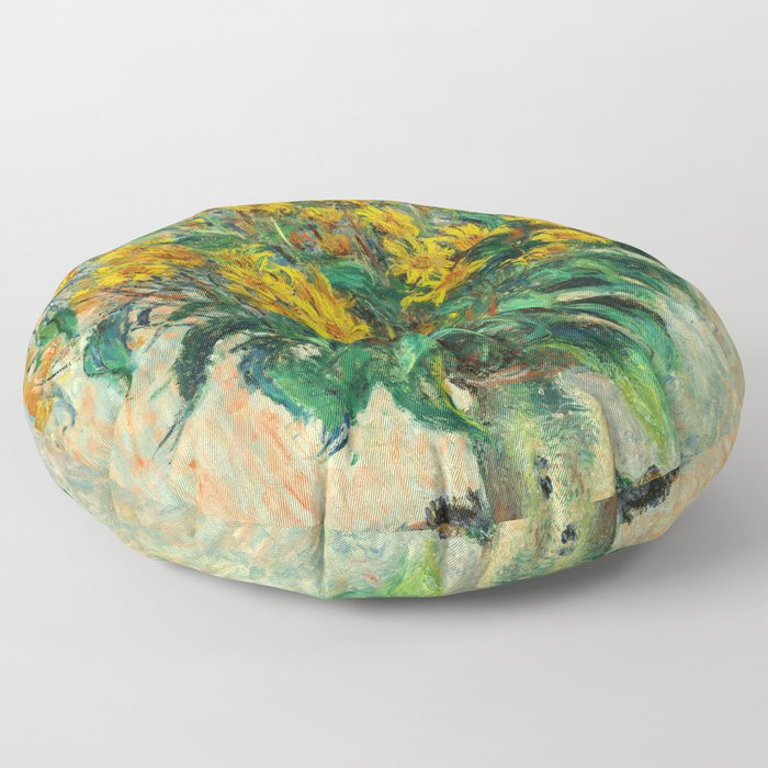 Claude Monet - Jerusalem Artichoke Flowers Floor Pillow