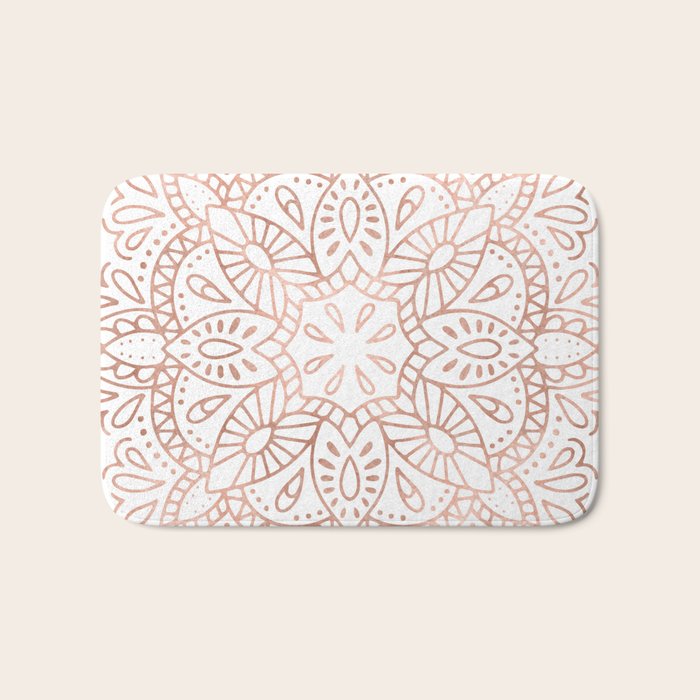 Mandala Rose Gold Pink Shimmer by Nature Magick Bath Mat by Nature