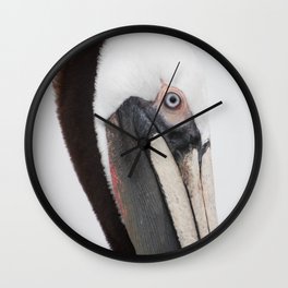 Pelican Portrait 1 Wall Clock | California, Birdlover, Digital, Color, Nautical, Birder, Photo, Oceanside, Avian, Birdgift 