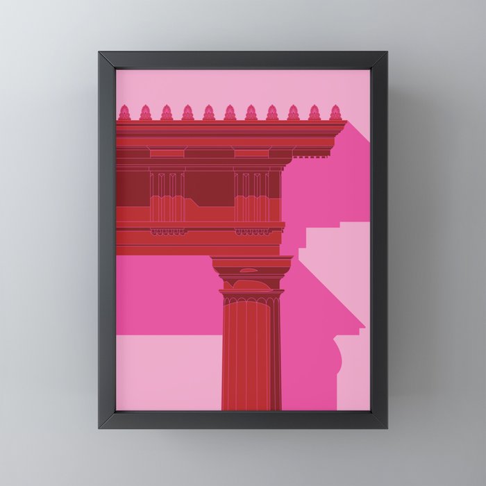 Doric Entablture in Red Framed Mini Art Print