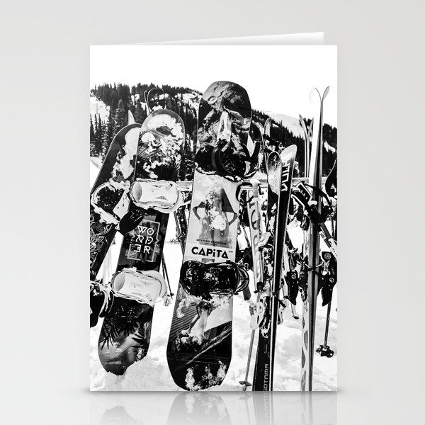Snowboard Season in Black and White Stationery Cards