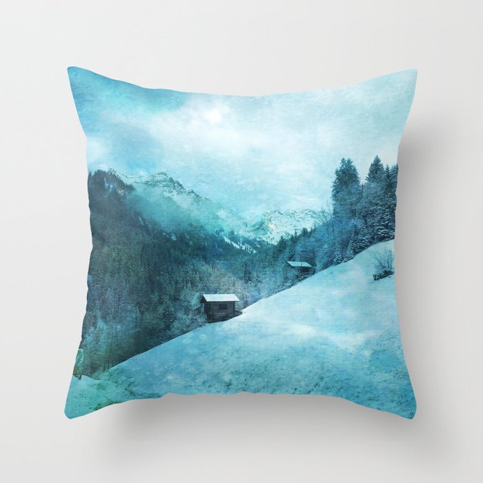Snow Covered Mountain Throw Pillow