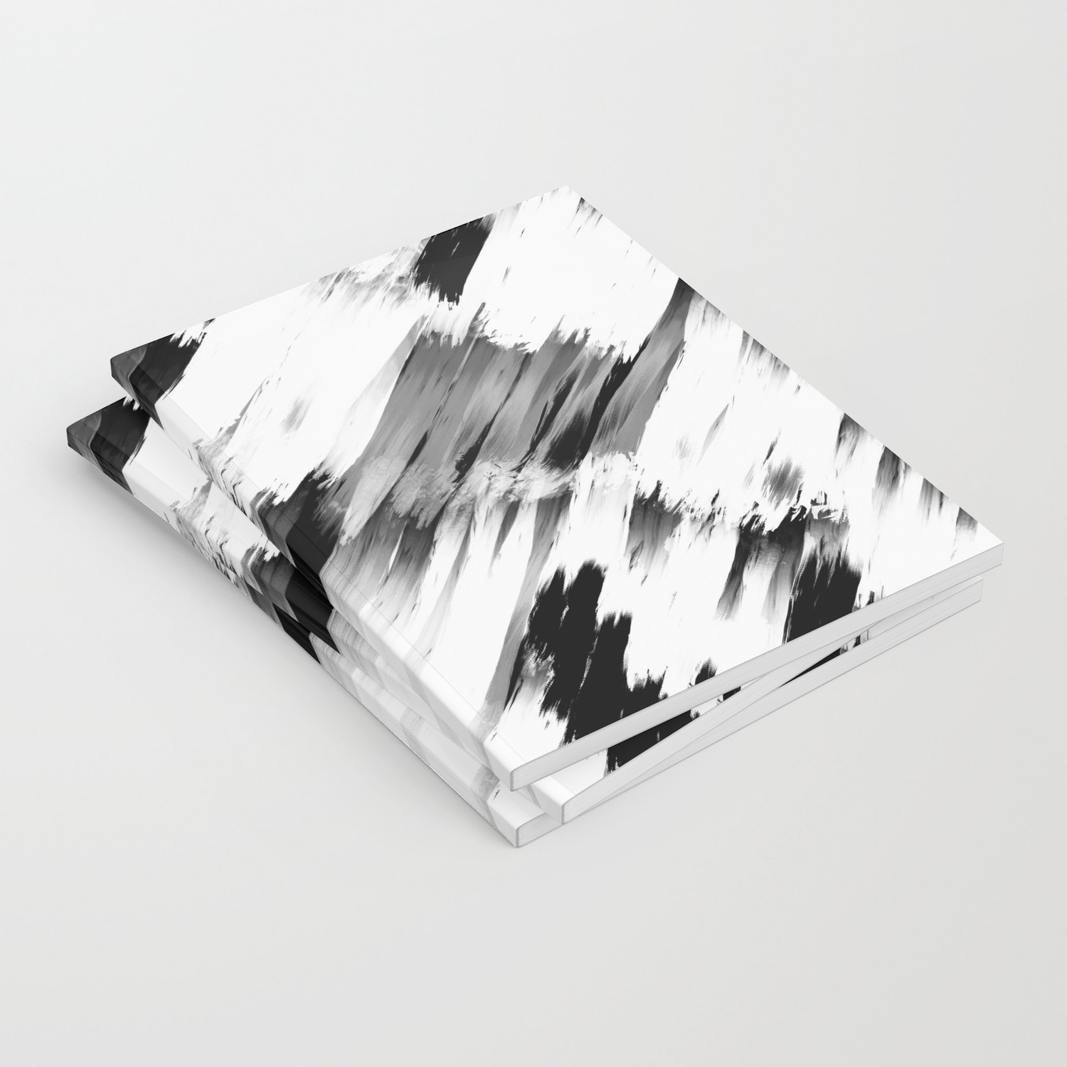 Modern Abstract Black White Brushstroke Art Notebook By Lafemmeart